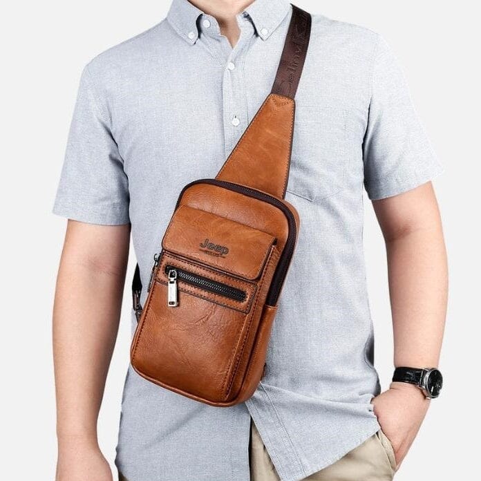 Bolsa de Couro Masculina Transversal Tiracolo